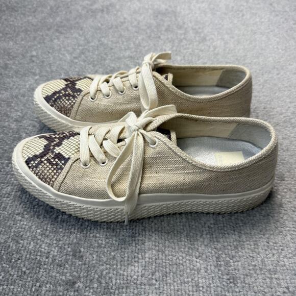 Dolce Vita Shoes Womens Size 8.5 Canvas Snake Print Lace Up Low Top Sneakers - Picture 1 of 12